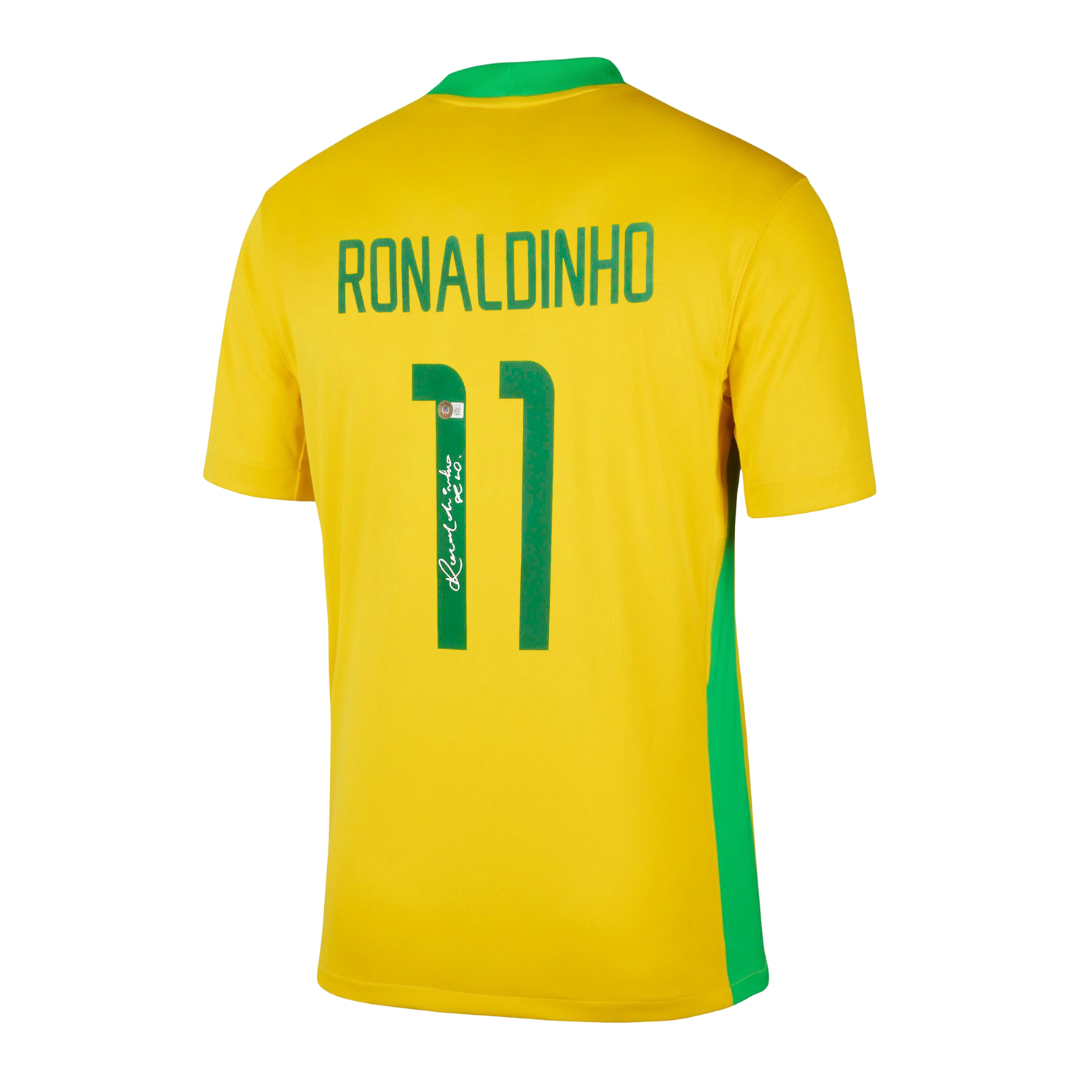 Ronaldinho Signed Brazil FC 2025-26 Soccer Jersey #11 with Beckett COA